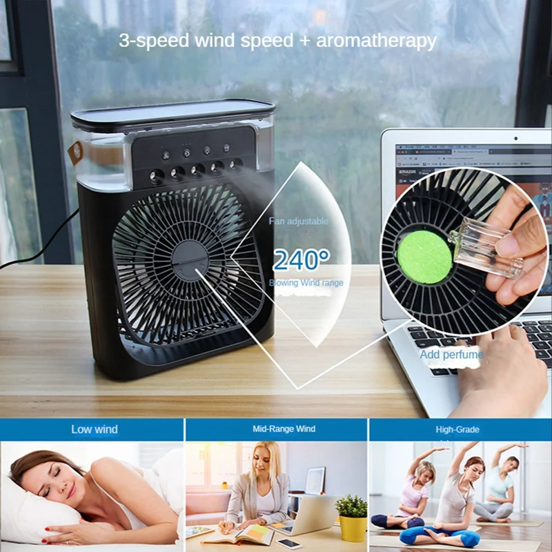 Prenosné Klimatizačné Zariadenie Pokojnej Stolný Ventilátor Osobné Ploche 5-Jamkové Sprej S Chladením Vzduchom, Nabíjateľná Pre Domáce Kancelárie Spálňa (A)