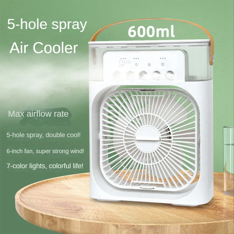 Prenosné Klimatizačné Zariadenie Pokojnej Stolný Ventilátor Osobné Ploche 5-Jamkové Sprej S Chladením Vzduchom, Nabíjateľná Pre Domáce Kancelárie Spálňa (A)
