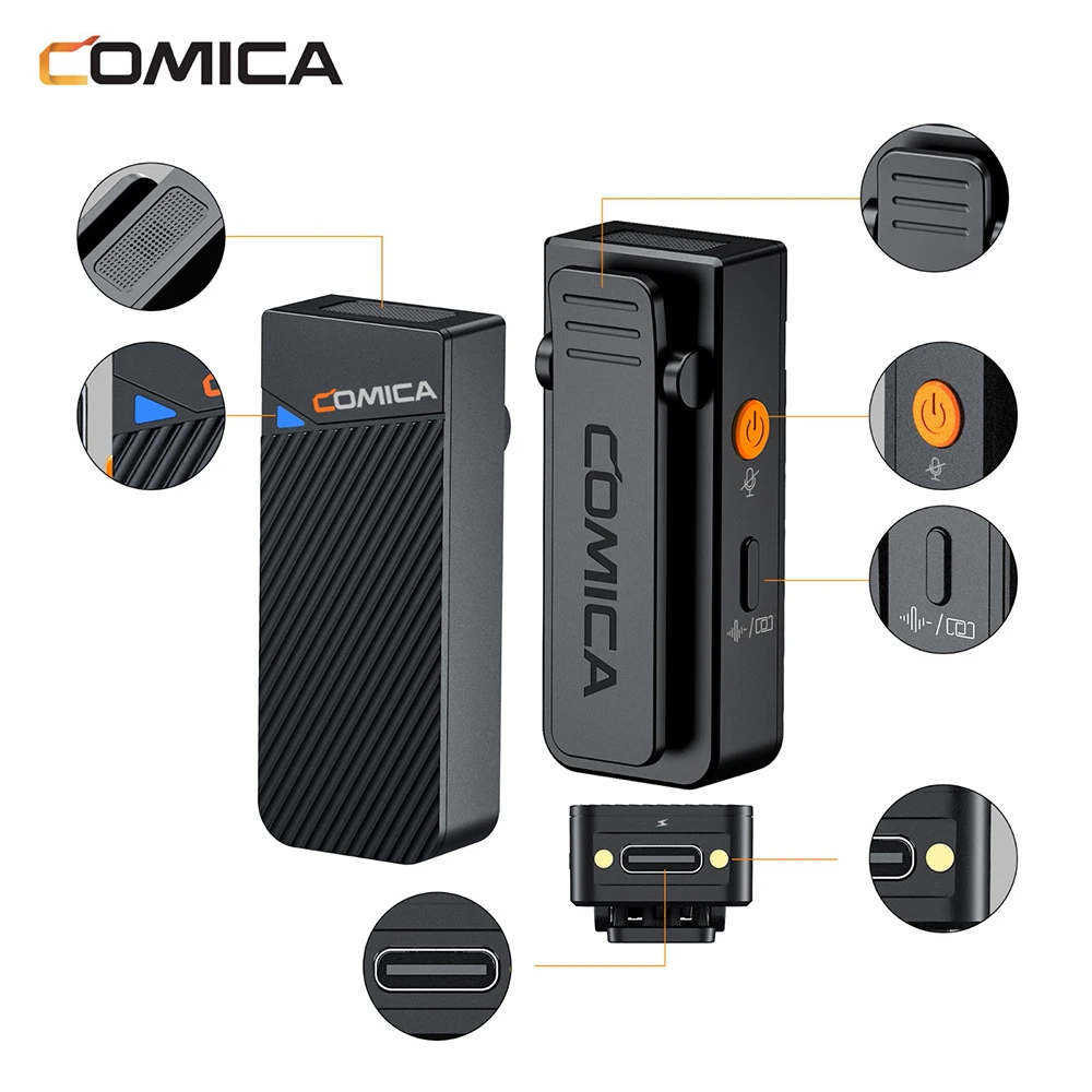 Comica Vimo C C1 C2 C3 2.4 G Mini Bezdrôtovej Klope Mikrofónom pre iPhone, Smartphone, Notebook, Fotoaparát Podcast Rozhovor Vlogger YouTube