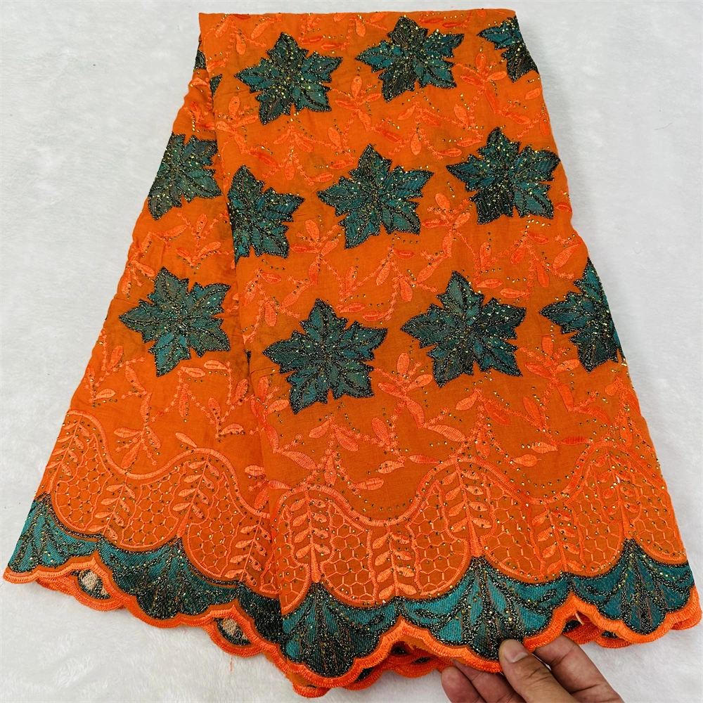 Móda 100% Bavlna Swiss Voile Čipky Textílie 5 Metrov Vysokej Kvality Party Šaty Kameň Výšivky Nigérijský Čipky Oblečenie Materiálov
