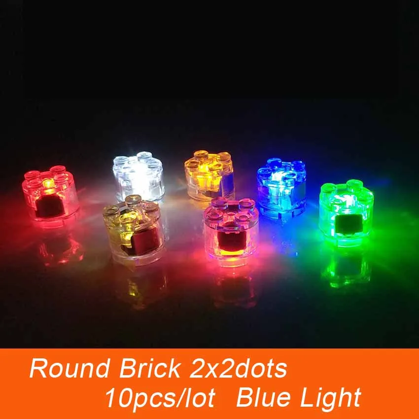 Kolo Tehly LED Lampa Light-emitting 2x2dots stavebné Bloky, Hračky Tehál Lampa Súčasti Dvojitý LED Blesk Svetlo Siedmich Farieb dieťa dary