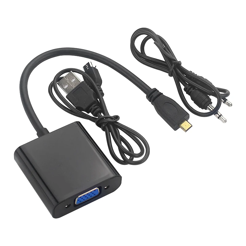 Micro-HDMI / VGA Kábel 1080P Video Konvertor Audio Jack, USB Napájací Kábel pre Xbox Fotoaparát Raspberry Pi 4