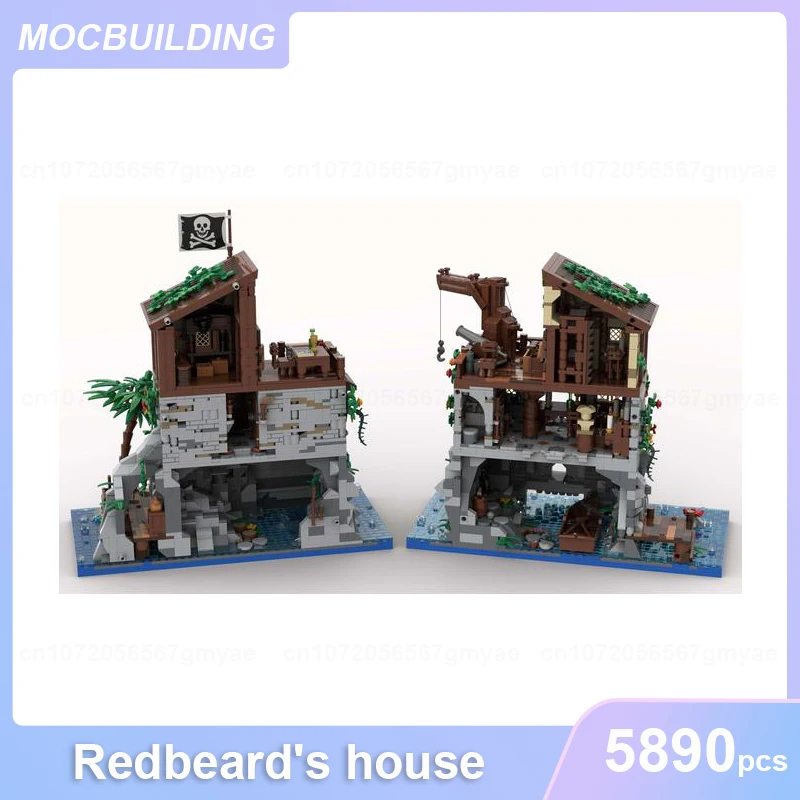 Skull Island s Redbeard Domu Model MOC Stavebné Bloky DIY Zhromaždiť Tehly Architektúry Série Vianočné Hračky, Darčeky 5890PCS