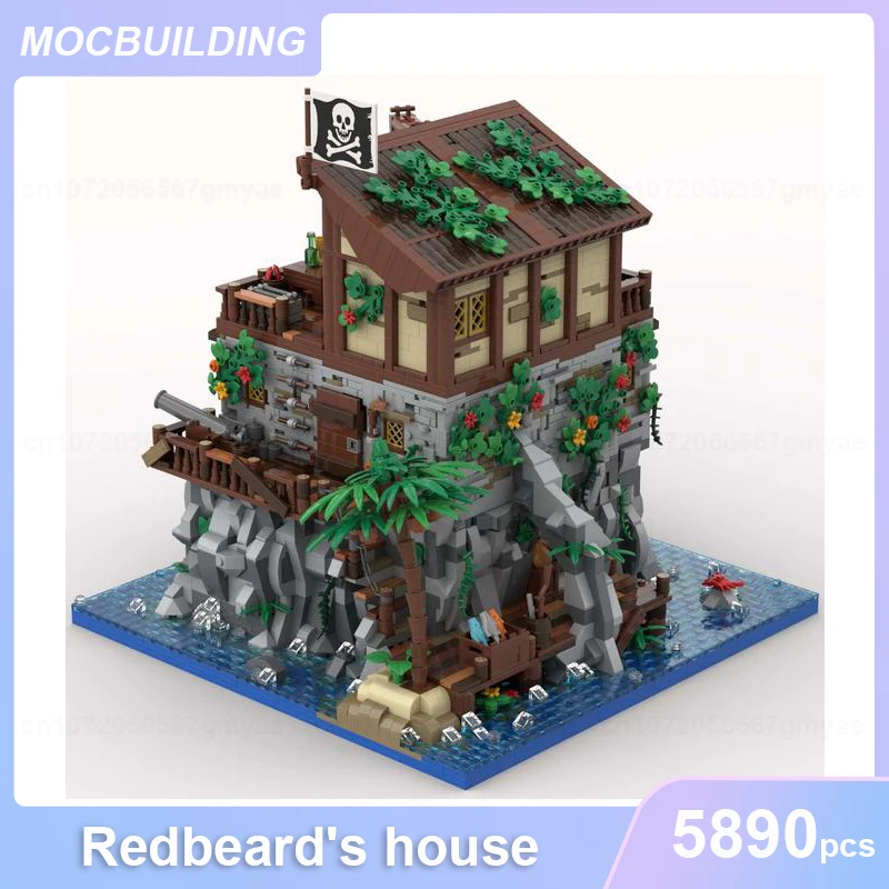Skull Island s Redbeard Domu Model MOC Stavebné Bloky DIY Zhromaždiť Tehly Architektúry Série Vianočné Hračky, Darčeky 5890PCS