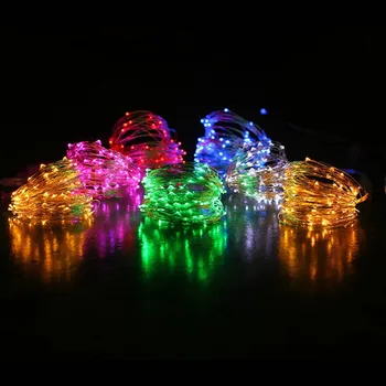 LED Medený Drôt String Svetlá Batérie Vianočné Girlandy Rozprávkových Svetiel String Outdoor Záhrada Domov Spálňa Party Dekorácie
