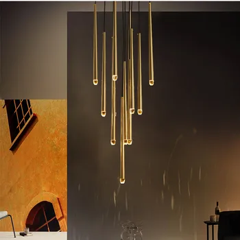 Moderné Luxusné Crystal Schodisko LED Luster Tvorivé Jednoduché Black/Gold Obývacia Izba Bar Osvetlenie Vnútorné Dlho Luster