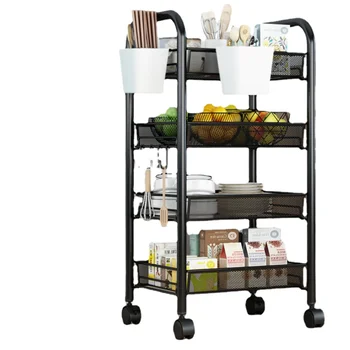 Kuchynské police poschodí multi-layer hnuteľného domácnosti vozíka úložný stojan Zeleniny Kôš Dodávky