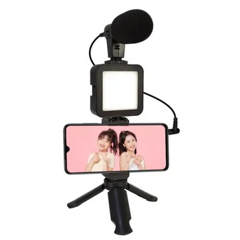 Profesionálne Vlogger Vlogging Vybavenie Auta Nahrávanie Videa Mikrofón, LED Vyplniť Ľahký Statív Stojanom pre Smartphone