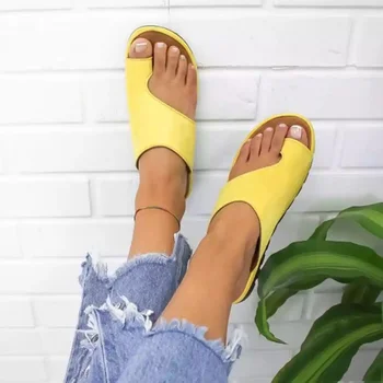 BKQU Ženy Letné Sandále 2023 Pohodlný Platformu Ploché Topánky Jediným Dámy Bežné Mäkké Big Toe Nohy Mu Ortopedické Papuče Bunion