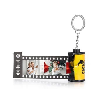 Vlastné Spotify Foto Keychain Darček Osobné Fotoaparát Film Roll plastové kľúčenky