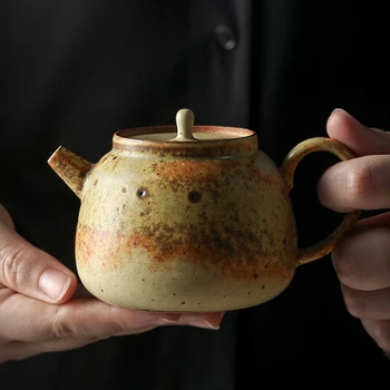 Ručné hrubá keramika kanvicu s filtrovaným pena, retro rukoväte kanvica, bočná rukoväť kanvica, domáce kung fu čaj nastaviť