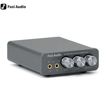 Fosi Audio K5 PRO USB Herné DAC S Mikrofónom Slúchadlový Zosilňovač Mini Audio DAC Na PS5 Ploche Powered Aktívne Reproduktory CB
