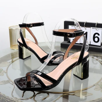 T-band sandále 2023 letné vysoké podpätky dámske topánky štvorcové prst módne hrubé-podpätky sandále mimo jednotnej plus veľkosť topánky