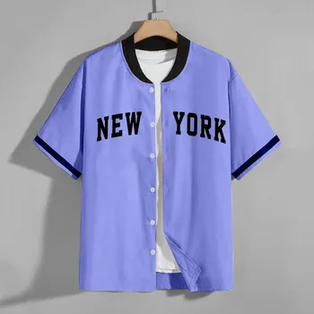 Nové pánske Voľné Baseball Golier Tlačidlo Dopredu Tričko Fashion Bežné Tričko Bunda Art 3d, Digital Print Camisas De Hombre