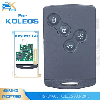 KEYECU Keyless-Go pre Renault Koleos 2009 2010 2011 2012 2013 2014 2015 2016 FSK 433Mhz PCF7952 Smart Remote príveskom