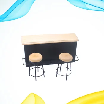 3 Ks Simulované barovým pultom Dekorácie, Hračky, Fotografie Rozloženie Rekvizity Drevené Ozdoby na Dom Mikro Sveta (1 ks písací Stôl a