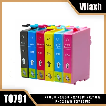 Vilaxh T0791 Ink Cartridge Pre Epson Stylus Photo P50 PX660 PX650 PX700W PX710W PX720WD PX730WD 1500 1400 1410 Tlačiareň