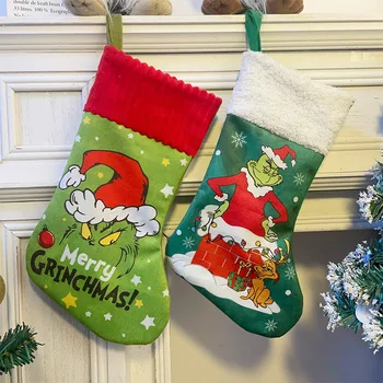 Nový Vianočný Darček Taška Zelená Grinch Grinch Ponožky Darčeková Taška Cartoon Vianočný Stromček Prívesok Dovolenku Dekorácie Dodávky Strany