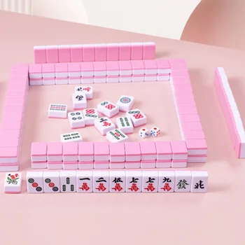 Mahjong Dosková Hra Mahjong Hra S Číslami 148 Nastaviť Plnej Veľkosti Mini Mahjong Dlaždice Nastaviť Čínsky Mahjong Dosková Hra Domino Ružová