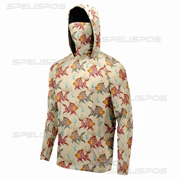 SPELISPOS Mužov je Nové Rybárske Oblečenie Anti-uv Slnko Masku s Kapucňou Top Košele Priedušný rýchloschnúci Long-sleeve Rybárske Oblečenie
