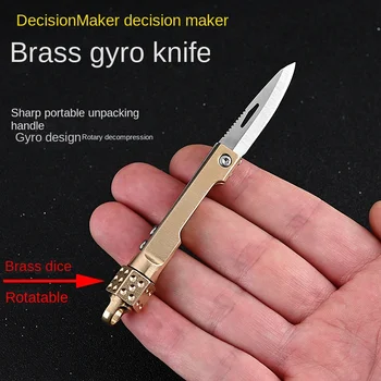 Mosadz Skladací Nôž Ostrý Dekompresný Hračka Prenosné Vybalenie Express Mini Nôž Keychain Nôž Taktické Nože pre Mužov