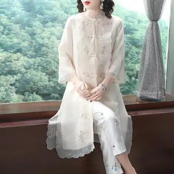 2023 čínsky štýl tradičných hanfu šaty lepšiu šifón qipao šaty linky šaty biele šaty elegantné ženy víla šaty