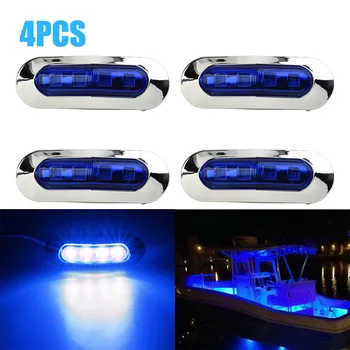 4PCS Truck Morských Lodí 4 LED Modrá Pozdrav Osvetlenie Kabíny Palube Chodník Schodiskové Svietidlá IP67 Modrá Farba LED Loď Svetlá Auto Príslušenstvo