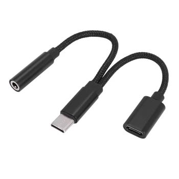 2 v 1 Typ C pre Slúchadlá, Adaptér USB C Splitter Jack AUX Audio Nabíjací Konvertor pre Huawei Samsung Xiao