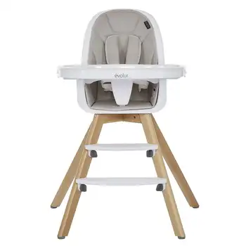 Zoodle 3-v-1 Vysoká Stolička Booster Kŕmenie Kreslo s Moderným Dizajnom, Svetlo Sivá (Model #254) Preglejky stoličky Vonkajšie jedálenské stoličky W