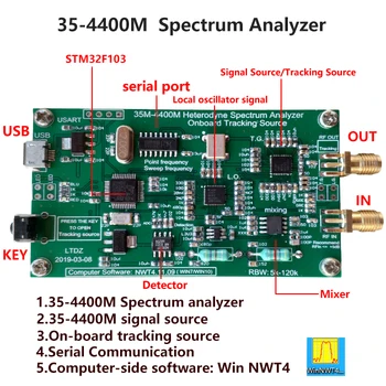 Spektrum Analyzer USB LTDZ_35-4400M_ Zdroj Signálu Analýza Sledovania Analyzátory Spektra RF frekvenčnou Analýzou Nástroj