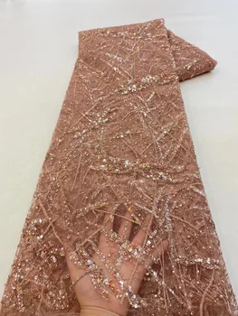 Ťažké Ručné Korálkové Čipky Textílie Svadobné Luxusné Kvalitné Svadobné Tkaniny francúzsky Nigérijský Korálky, Flitre, Vyšívané na TulleXZ5521