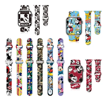 Minnie Anime Watchbands Vhodné pre Apple Hodinky Kapela IWatch7/6/5/4/3/2/SE Mickey Mouse Tlač Apple Silikónové Hodinky Band