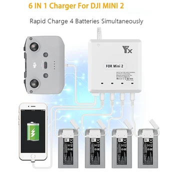 Pre Mini2 6 v 1 Batéria, Nabíjačka, 4 Batérie Pre USB Port, Diaľkové Ovládanie Multi Nabíjačku Pre DJI Mini 2/Mini 2 SE Drone Accessorie