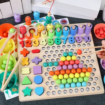 Deti Hračky Montessori Drevené Hračky Ruky Mozgu Školenie Klip Korálky Puzzle Dosky Matematické Hry dieťaťa Skoro Vzdelávacie Hračky pre Deti,