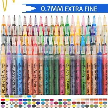 80 Farby Akrylové Farby Pen Set na báze Vody, 0.7 mm Extra Jemné Tip Akrylová Farba Perá Značky Nastavený na Skaly Maliarske potreby pre maliarov