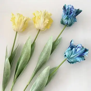 68 cm Papagáj Tulipán Umelý Kvet Hodvábnej Falošné Kvet s Reálnymi Dotyk Tulipán Kytice pre Svadobné Dekorácie Domov Záhrada Dekor