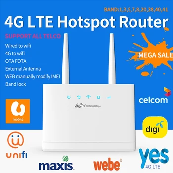 4G WiFi 300Mbps Wireless Router 4G LTE Bezdrôtový Modem Externé Antény so SIM Kartu Pripojenia na Internet pre Domácnosti Office