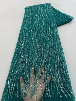Luxusné Perličiek Trubice Výšivky Afriky Čipky Textílie 2023 Kvalitné Francúzske Sequined Tylu Textílie Pre Nigérijský Svadobné Party