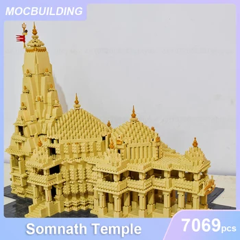India Somnath Chrámu Model MOC Stavebné Bloky DIY Zhromaždiť Tehly Architektúry Vzdelávacie Displej Deti, Hračky, Darčeky 7069PCS