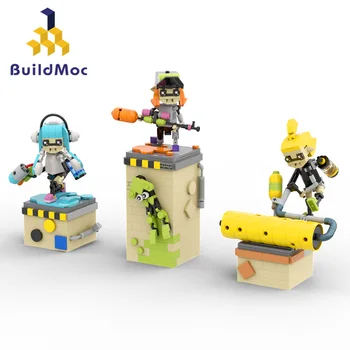 BuildMoc Inkling Anime Kawaii Údaje Stavebné Bloky Nastaviť Pre Splatooned 3 Tímu Squid Nápad, Hračky Pre Deti, Narodeniny, Vianoce, Darčeky