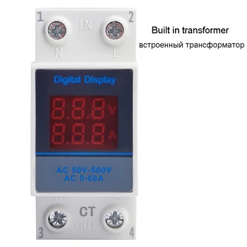 1Pcs NP-VAM Din lištu Digital 1-100A / 1-63A Ammeter AC 50-500V Voltmeter LED Displej Amp Volt na Meter S Transformátor