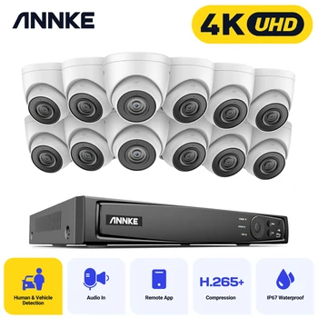 ANNKE 8MP Ultra HD POE Video Bezpečnostný Systém 4K H. 265+ 16CH NVR S 12X 8MP Poveternostným vplyvom Dohľadu IP Kamery, Audio Záznam