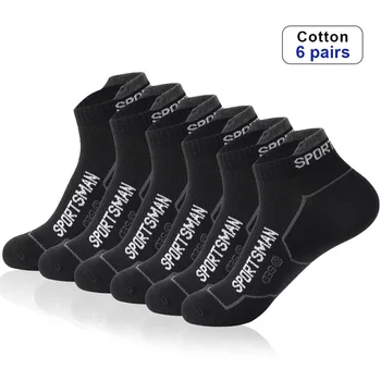 6 Párov Kvalitných Ponožiek pánske Letné Muž Krátke Ponožky Priedušné Ponožky Bavlnené Športové Ponožky Čierne Tenký Rez Beh Mužov Ponožky