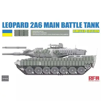RYEFIELD 5103 1/35 Leopard 2A6 Hlavný Bojový Tank w/Ukrajina Odtlačkový & Kontakt1ERA & Funkčné Skladby