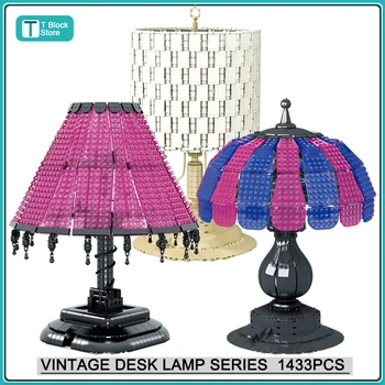 900-1433pcs Creative Expert stolná Lampa Led Svetelné Dekorácie Vintage Kolo lampa Moc Modulových stavebnicových Kociek Model Hračky Darček