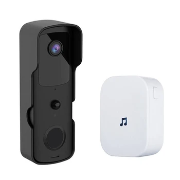Tuya Smart Video Zvonček WiFi Video Interkom Zvonček IP Kamera obojsmerné Audio Pracuje s Tuya/SmartLife EÚ Konektor, Čierna