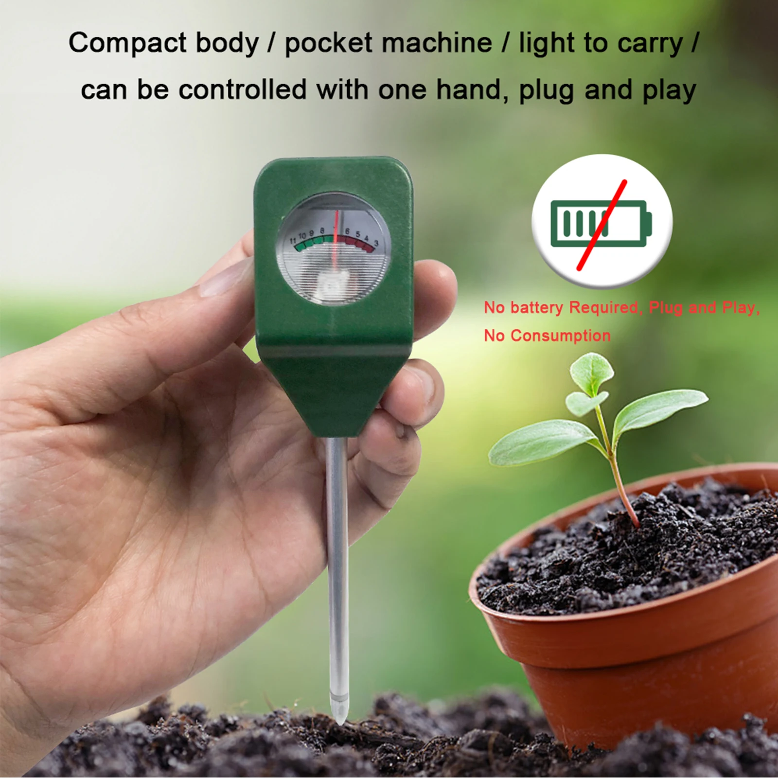 Pôdne PH Meter Mini Snímač Vlhkosti Detectorfor Záhradné Rastliny Poľnohospodárstvo Vody Analyzer Nástroj Testu Jednej Ihly PH Test