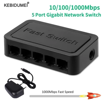 8 Port 1000Mbps Gigabitová Sieť Ethernet Switch, Smart Switcher Vysoký Výkon RJ45 Rozbočovača Internet Splitter Injektor
