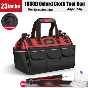 23in Veľkú kapacitu Tool Bag Pribrala 1680D Oxford ToolBag Elektrikár Tool kit Waterproofed Opotrebovaniu Tool Bag Organizátor
