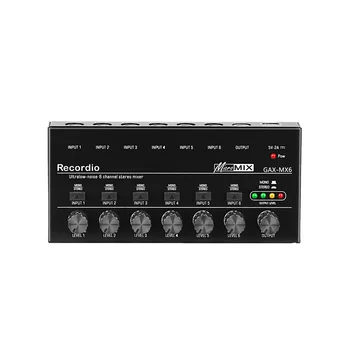 6 Kanálov Audio Mixér Mini Stereo Mixer Profesionálny Zvukový Pult 6.35 MM Low-Noise USB Mixer pre Nahrávacie Štúdio,Čierna